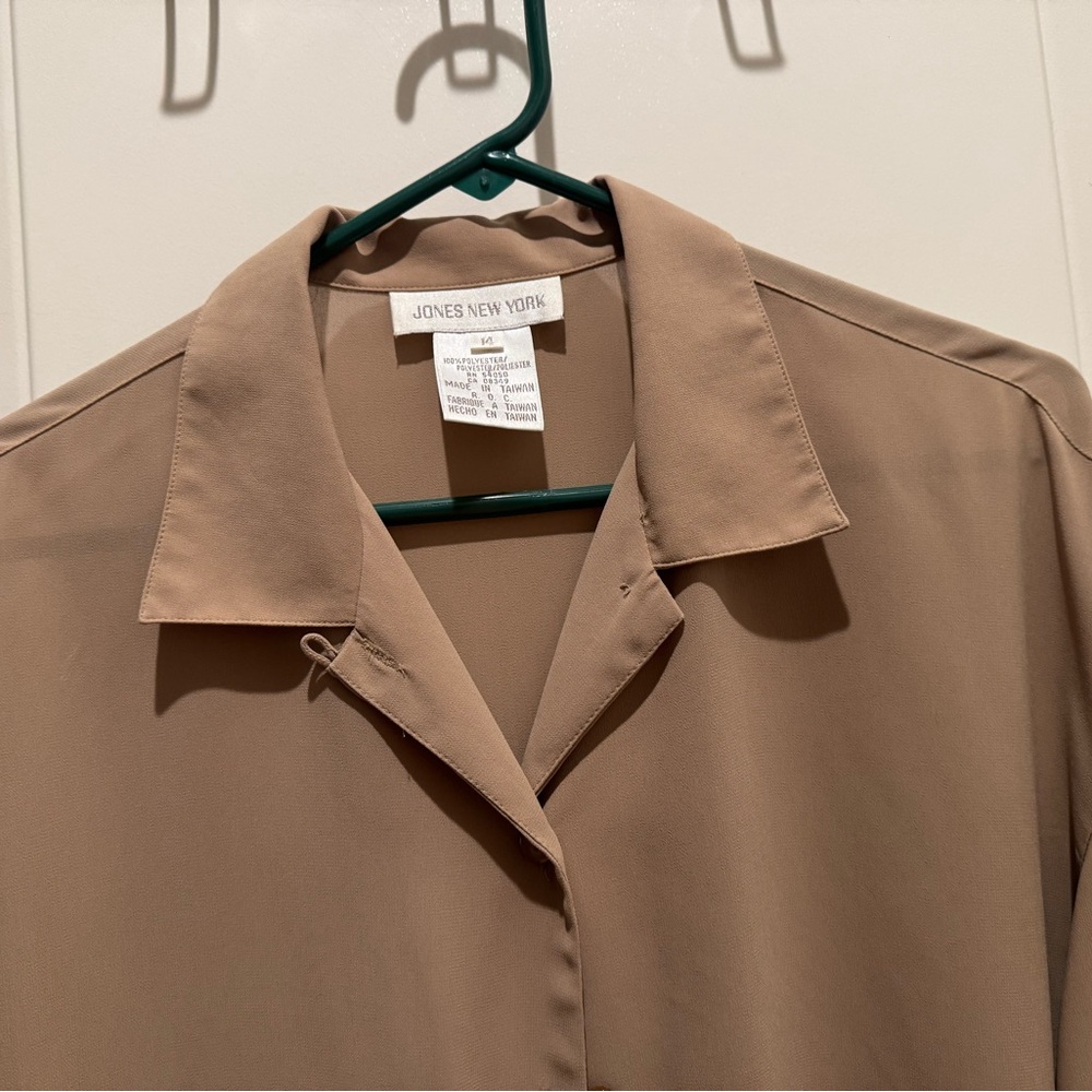 Light Tan Button-Up Blouse - Picture 2 of 3